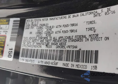 2016 Toyota Tacoma Trd Sport z USA, uszkodzony, nr VIN 3TMCZ5AN2GM024396